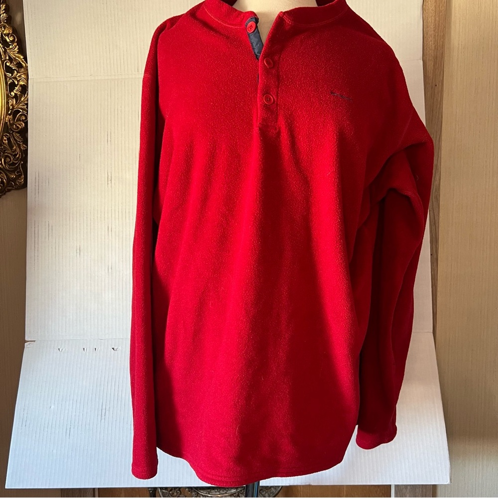 EUC Patagonia red 1/4 button Henley pullover fleece sweatshirt Mens X- Large